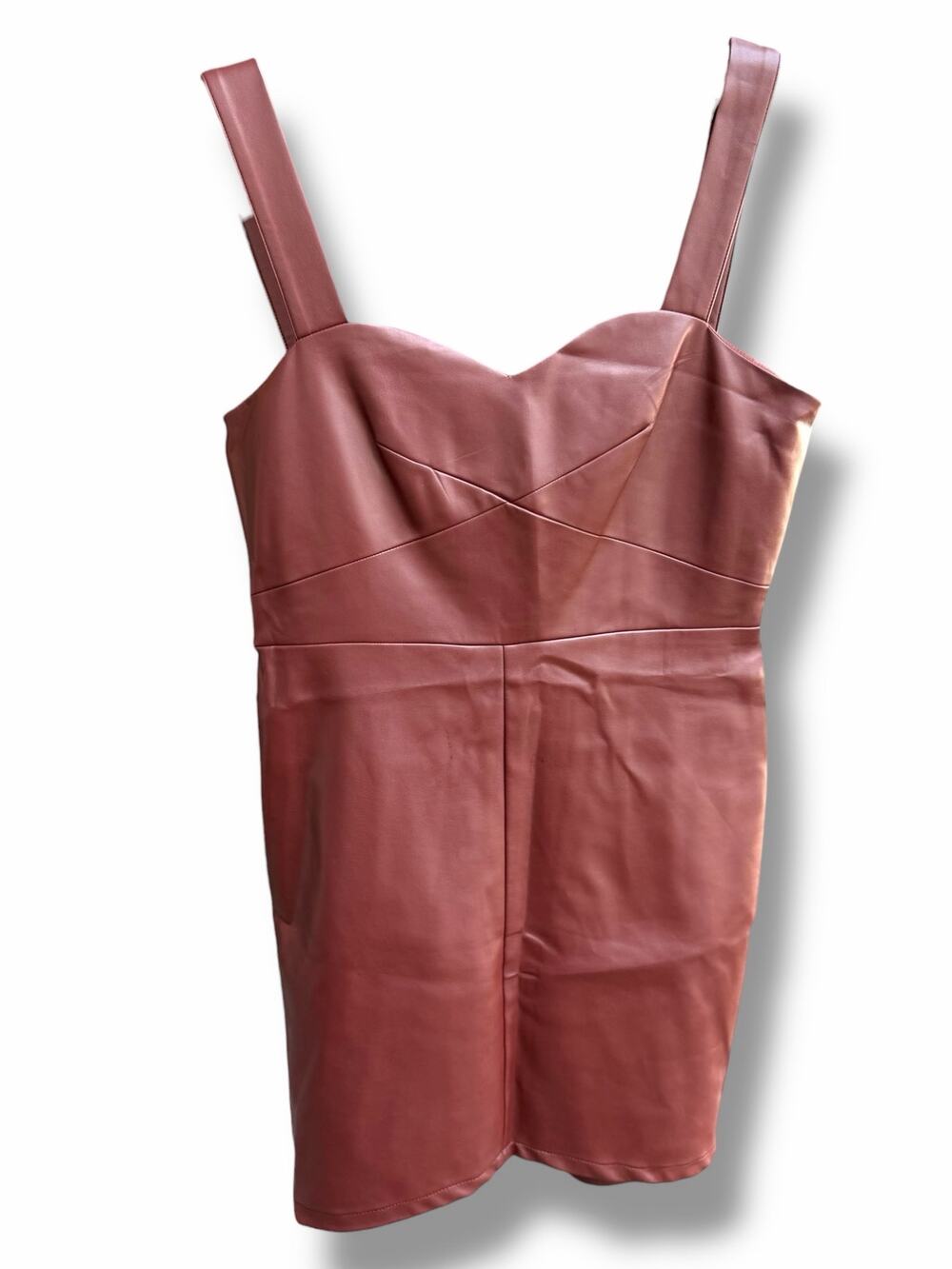 French Connection Faux Leather Cocktail Dress Bitter Chocolate Brown Size 4 NWT